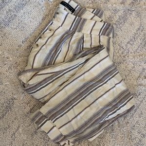 Striped button-up linen trousers / slacks